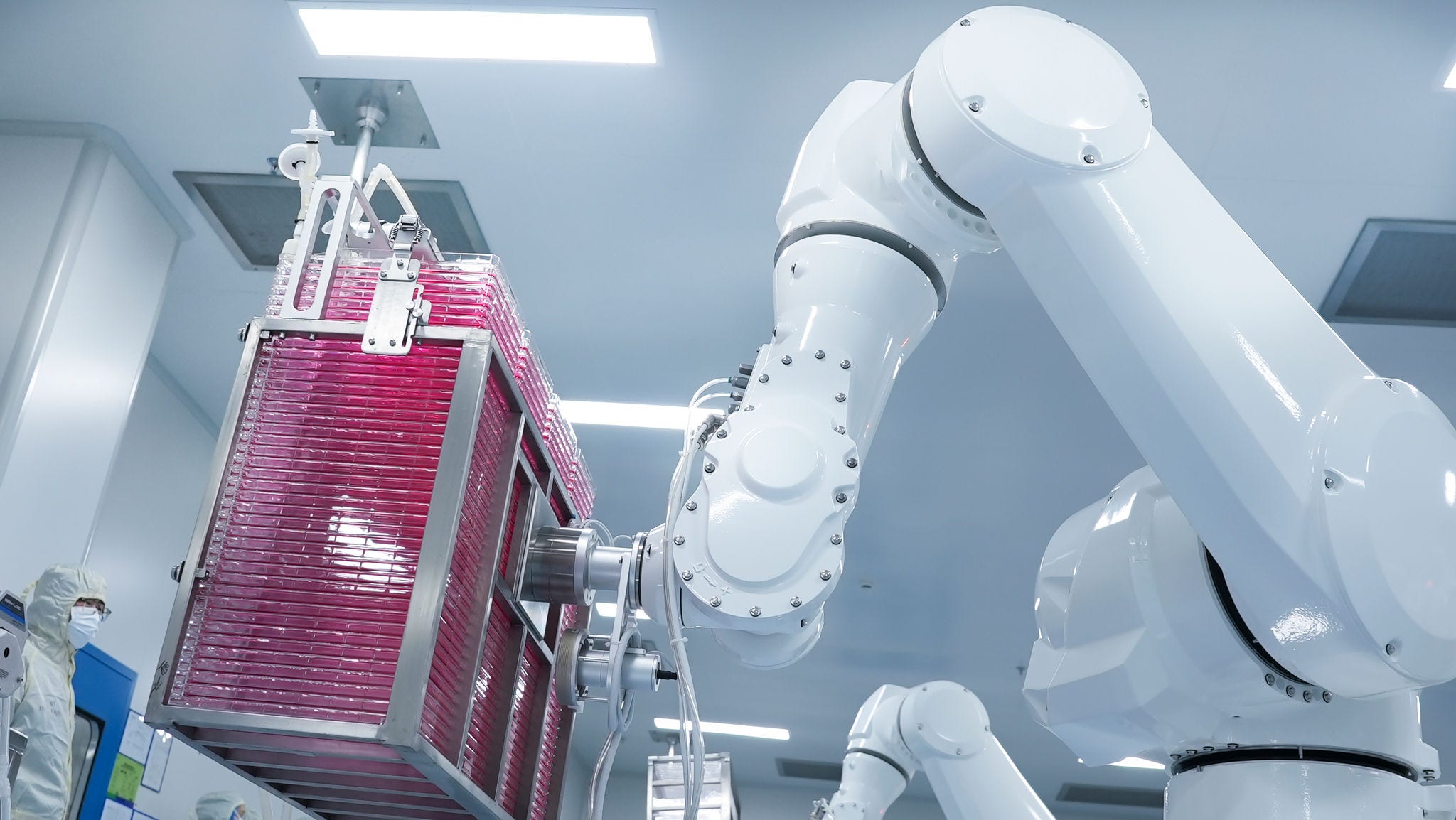 Shaking and oscillating are among the robots’ main tasks when producing chickenpox vaccines.