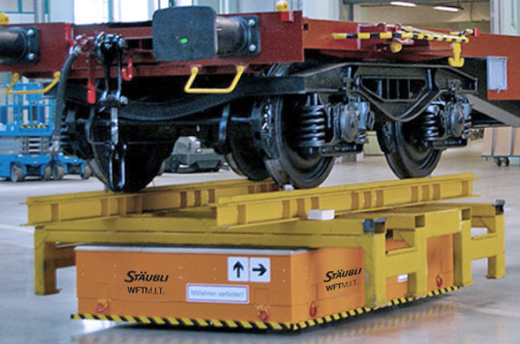 Detail image with AGV units from WFT, can move loads of up to 500 metric tons